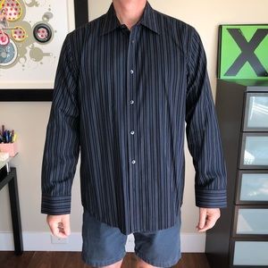 men’s navy blue calvin klein dress shirt